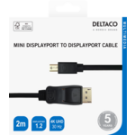 DELTACO DisplayPort to miniDisplayPort cable, 4K UHD, 2m, black
