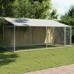Kavez za pse s krovom i vratima sivi 4x2x2 m pocinčani čelik