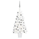 vidaXL Umjetno božićno drvce s LED svjetlima i kuglicama bijelo 65 cm