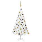 vidaXL Umjetno božićno drvce LED s kuglicama bijelo 120 cm PVC
