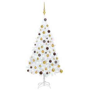 VidaXL Umjetno božićno drvce LED s kuglicama bijelo 120 cm PVC