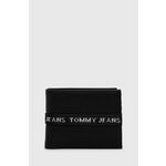Novčanik Tommy Jeans za muškarce, boja: crna - crna. Mali novčanik iz kolekcije Tommy Jeans. Model izrađen od kombinacije tekstilnog materijala i prirodne kože.
