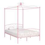 vidaXL Okvir za krevet s nadstrešnicom ružičasti metalni 140 x 200 cm