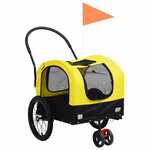 vidaXL 2-u-1 prikolica za bicikl i kolica za kućne ljubimce žuto-crna