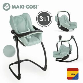 Smoby 3u1 Maxi Cosi autosjedalica i stolica zeleno-siva za lutke