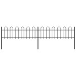 vidaXL Vrtna ograda s ukrasnim lukovima čelična 3,4 x 0,6 m crna