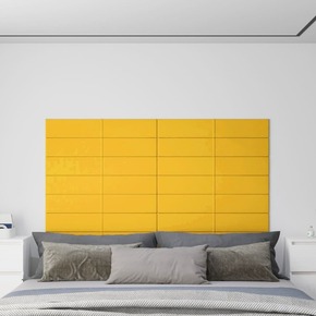 Zidne ploče 12 kom žute 90 x 15 cm baršunaste 1 62 m²