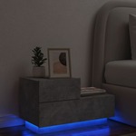 vidaXL Noćni ormarić s LED svjetlima siva boja betona 70x36x40,5 cm