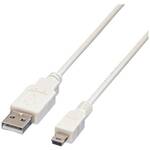 Value USB kabel USB 2.0 USB-A utikač, USB-Mini-A utikač 3.00 m bijela sa zaštitom 11.99.8730