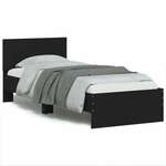Okvir za krevet s uzglavljem crni 75x190 cm konstruirano drvo
