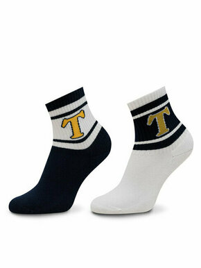 Set od 2 para ženskih visokih čarapa Tommy Jeans 701228093 Navy