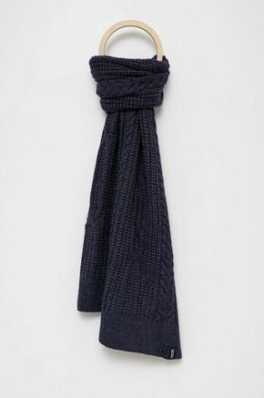 Kratki šal s primjesom vune Bomboogie boja: tamno plava - mornarsko plava. Šal iz kolekcije Bomboogie. Model izrađen od pletenine s dodatkom vune.