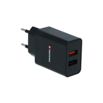 Swissten mrežni adapter za punjač, ​​2XUSB QC 3.0 + USB, 23W, crni