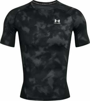 Under Armour UA HG Armour Printed Short Sleeve Black/White M Majica za fitnes