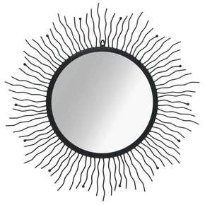 Zidno ogledalo u obliku sunca 80 cm crno