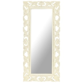 VidaXL Ručno izrezbareno ogledalo bijelo 110x50 cm masivno drvo manga