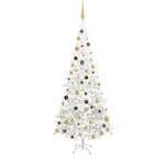 vidaXL Umjetno božićno drvce LED s kuglicama L 240 cm bijelo