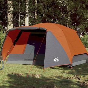 VidaXL Šator za 6 osoba sivo-narančasti 412 x 370 x 190 cm taft 190T