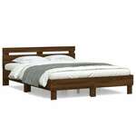 vidaXL Okvir za krevet s uzglavljem smeđa boja hrasta 140x190cm drveni
