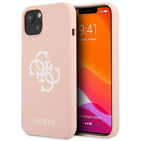 Guess GUHCP13SLS4GWPI Apple iPhone 13 mini pink hard case Silicone 4G Logo