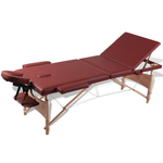 vidaXL Stol za masažu,sklopivi sa drvenim okvirom,3 dijela,Crveni