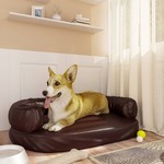 vidaXL Ergonomski pjenasti krevet za pse smeđi 75 x 53 cm umjetna koža