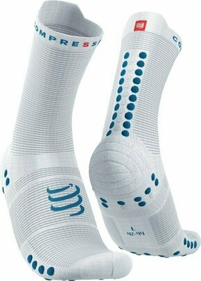 Compressport Pro Racing Socks v4.0 Run High White/Fjord Blue T4