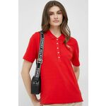 Polo majica Tommy Hilfiger za žene, boja: crvena - crvena. Polo majica iz kolekcije Tommy Hilfiger. Model izrađen od tanke, elastične pletenine. Lagan i udoban model idealan za svakodnevno nošenje.