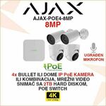 AJAX 4K IP POE SET ZA VIDEO NADZOR SA 4 KAMERE AJAX-POE4-8MP