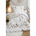 Bijela/smeđa posteljina za krevet za jednu osobu od mikropliša 140x200 cm – Jerry Fabrics