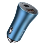 Baseus Golden Contactor Pro auto punjač, USB + USB-C, QC4.0+, PD, SCP, 40W (plavi)