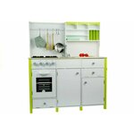 Wooden Kitchen with an Oven and Accessories Green-White