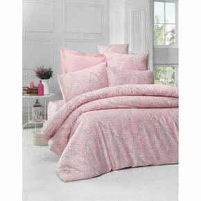 Ružičasta posteljina od pamučnog satena za bračni krevet Victoria Verano III.