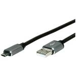 Roline USB kabel USB 2.0 USB-A utikač, USB-Micro-B utikač 1.80 m crna sa zaštitom 11.02.8771