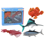 Set of Figures Sea Animals Ocean Fish Squid 4 Pieces