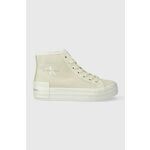 Tenisice Calvin Klein Jeans BOLD VULC FLATF MID CS ML BTW za žene, boja: bež, YW0YW01392