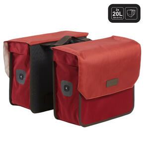 Dvostruka torba za bicikl 520 zapremine 2 x 20 l bordo crvena