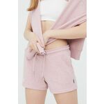 Kratke hlače Superdry za žene, boja: ružičasta, s aplikacijom, visoki struk - roza. Kratke hlače iz kolekcije Superdry. Model izrađen od lagano elastičnog pletiva.