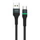 Foneng X79 USB na USB-C kabel, LED, pleten, 66W, 1m (crni)