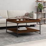 Stolić za kavu smeđa boja hrasta 80x80x45 cm od drva i željeza