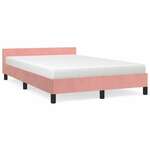 Okvir za krevet s uzglavljem ružičasti 120 x 190 cm baršunasti