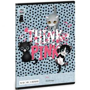Ars Una: Think Pink slatk mačka bilježnica s crtama za 2. razred 32 stranice A/5