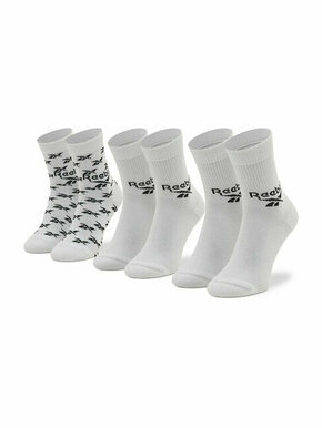 Set od 3 para unisex visokih čarapa Reebok Cl Fo Crew Sock 3P GG6682 White