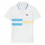 Majica za dječake Lacoste Striped Ultra-Dry Pique Tennis Polo Shirt - white/blue/yellow