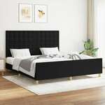 Okvir za krevet s uzglavljem crni 160 x 200 cm od tkanine