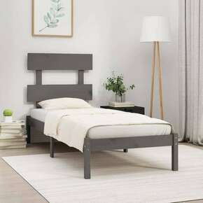 VidaXL Okvir za krevet od masivnog drva sivi 90 x 200 cm