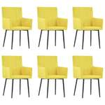 Blagovaonske stolice s naslonima za ruke 6 kom žute od tkanine