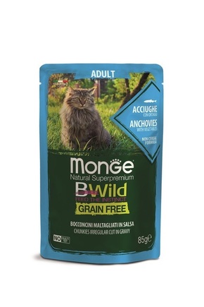 Monge BWild Grain Free Adult mokra hrana za mačke - srdela s povrćem 85 g