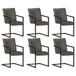 vidaXL Konzolne blagovaonske stolice od prave kože 6 kom sive