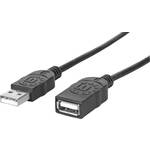 Manhattan USB kabel USB 2.0 USB-A utikač, USB-A utičnica 1.00 m crna zaštićen s folijom, UL certificiran, pozlaćeni kontakti 308519